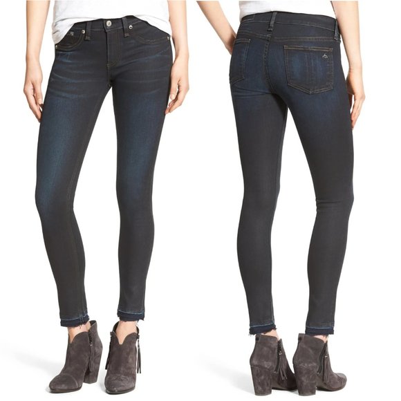 rag & bone Denim - Rag & Bone Dearborn Dark Wash Raw Hem Skinny Jeans Women's Size 29